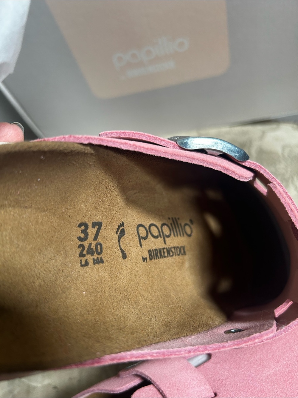 Eu 37-US6W/US4 M Papillio Birkenstock Candy Pink Boston Suede Pap Chunky slides - Picture 11 of 13